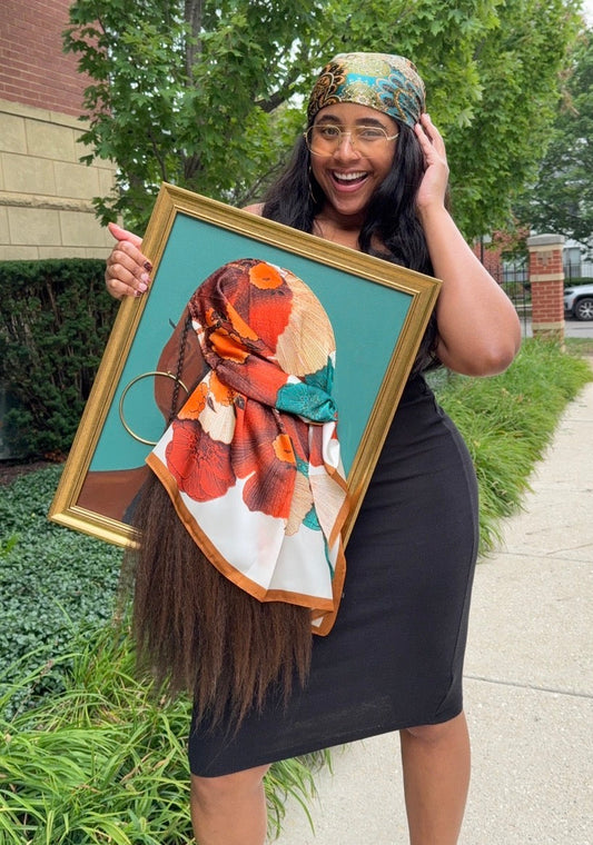 Soul Sistah V, 3D hair art original painting with fabric design chosen by fan vote