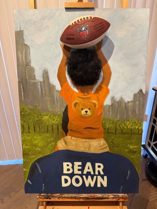 Bear Down 3D Original Painting (with Hair)
